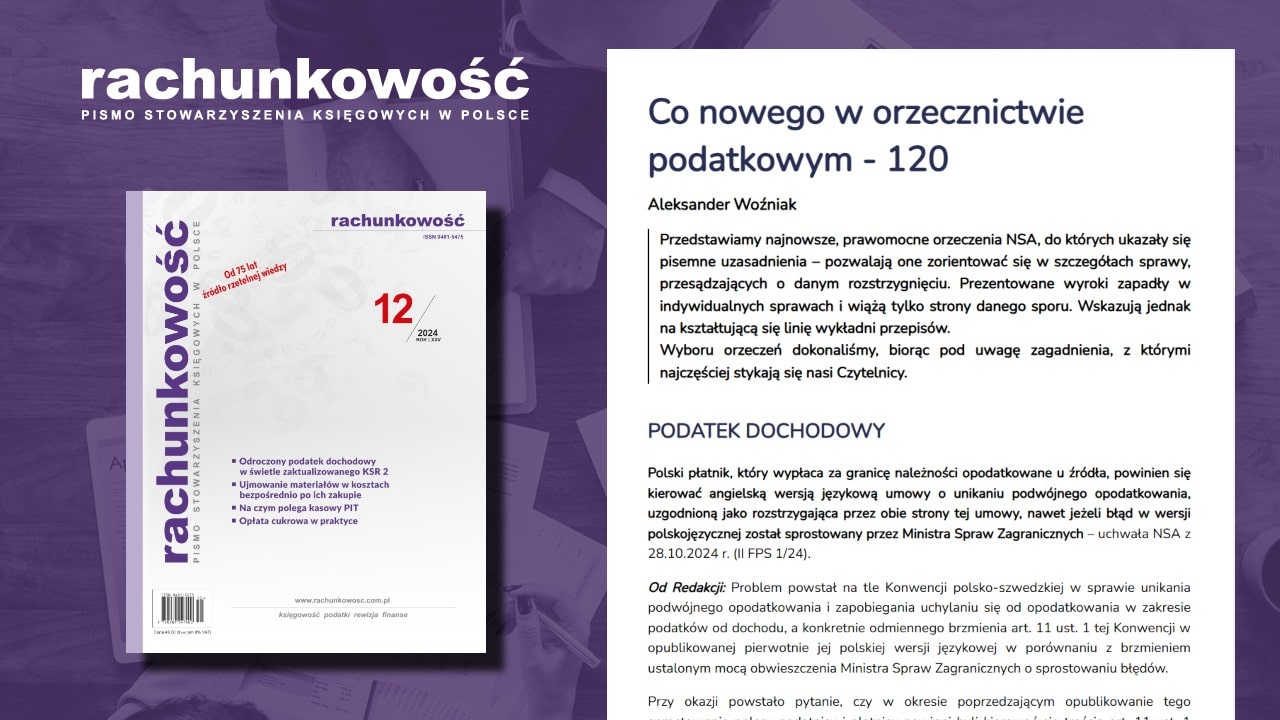 Co nowego w orzecznictwie podatkowym - 120