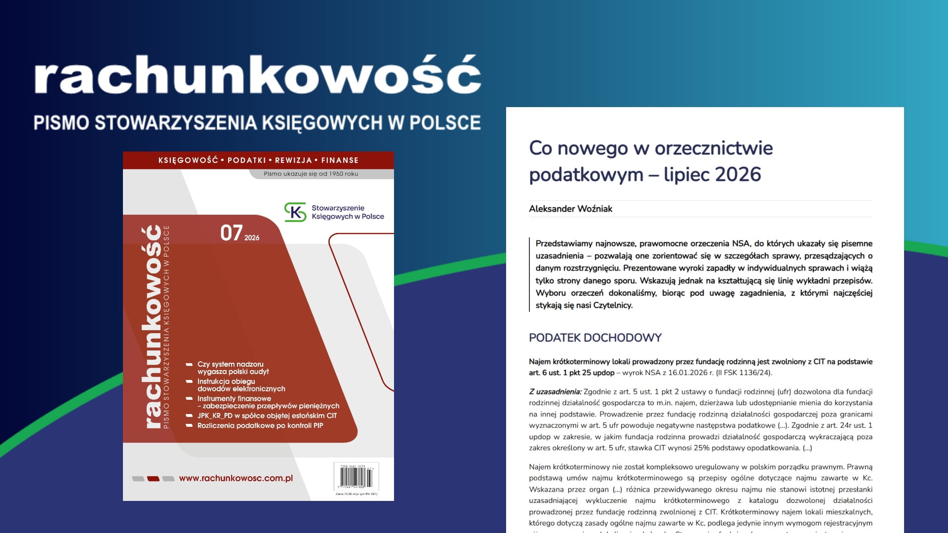 Co nowego w orzecznictwie podatkowym – lipiec 2026