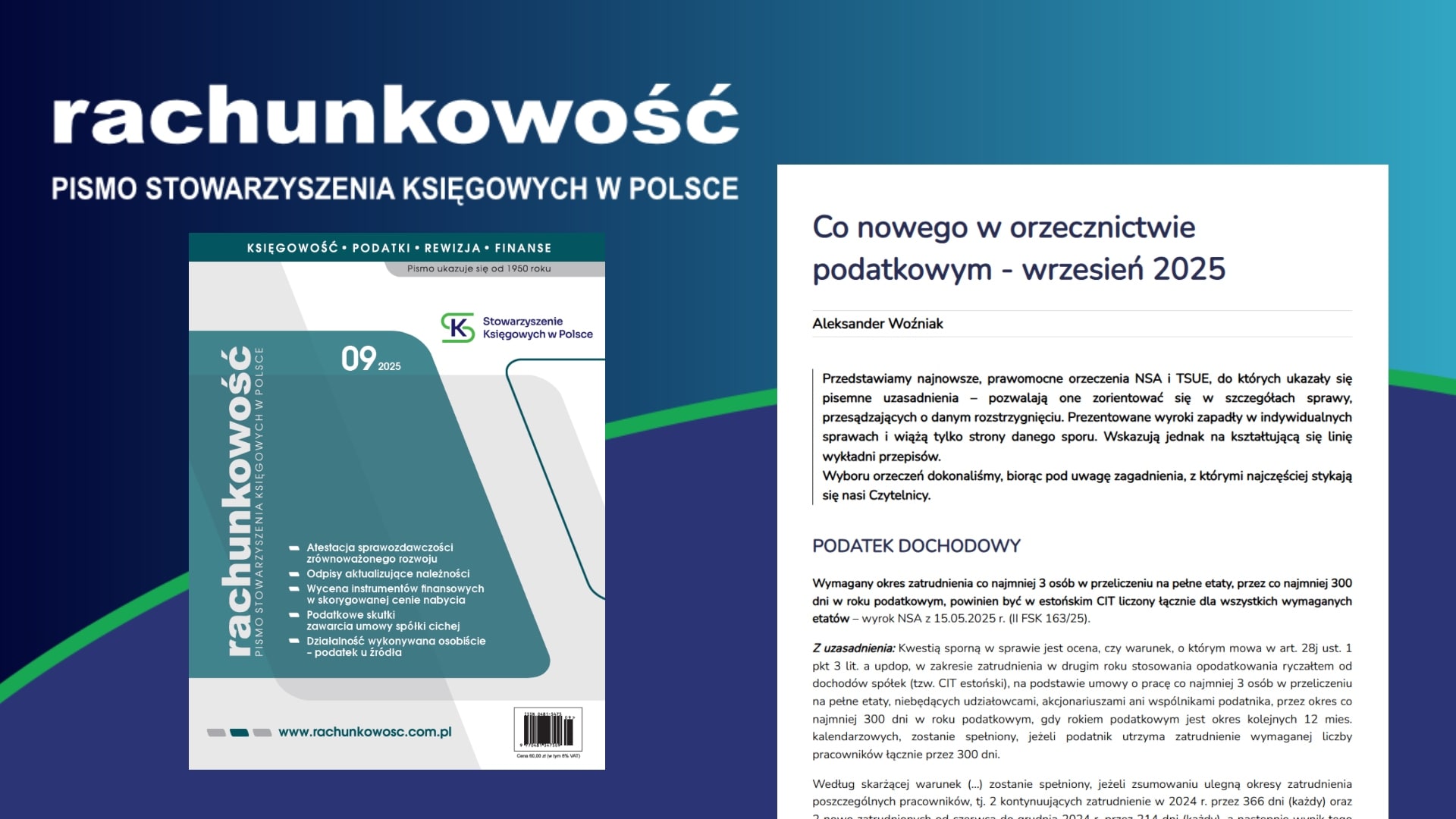 Co nowego w orzecznictwie podatkowym - wrzesień 2025
