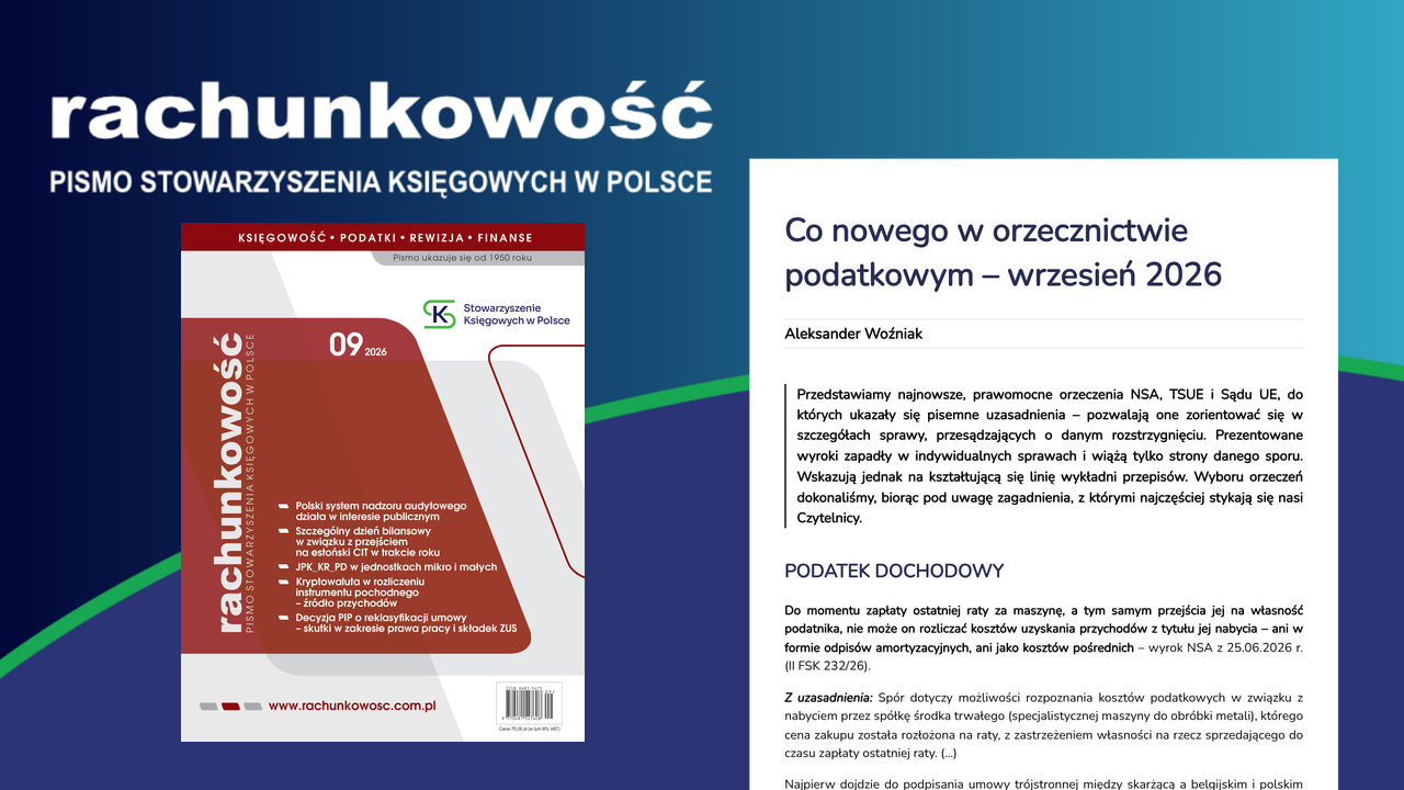 Co nowego w orzecznictwie podatkowym – wrzesień 2026
