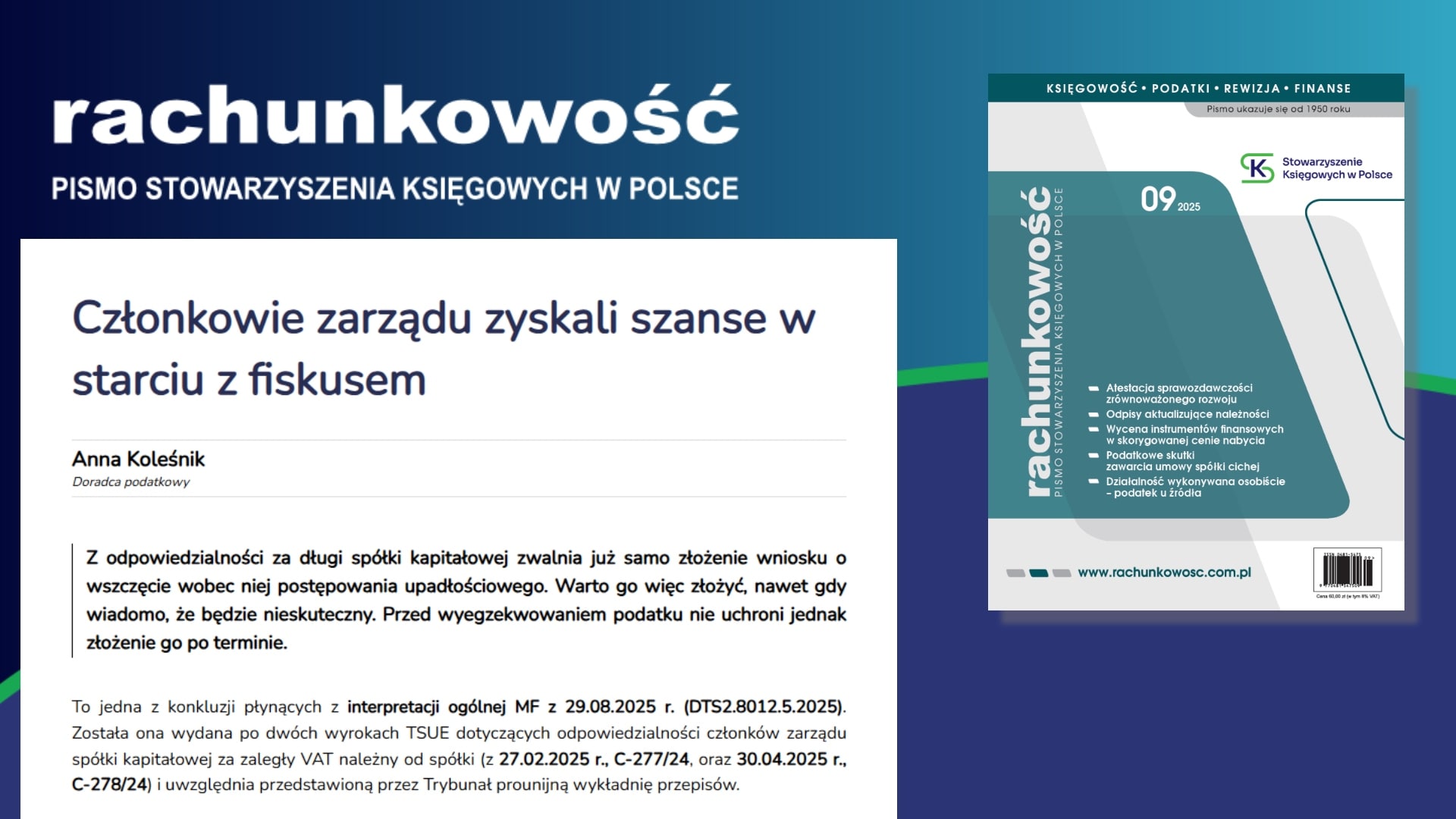 Członkowie zarządu zyskali szanse w starciu z fiskusem