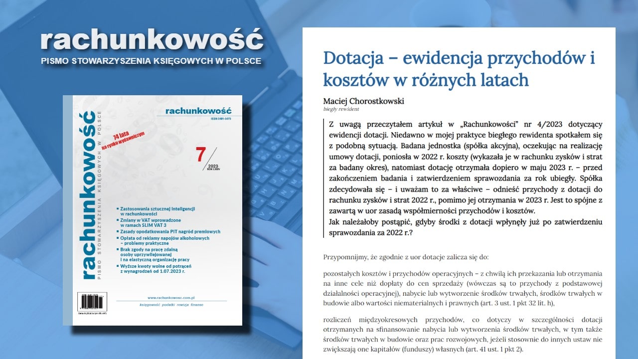 Dotacja Ewidencja Przychodów I Kosztów W Różnych Latach 3687