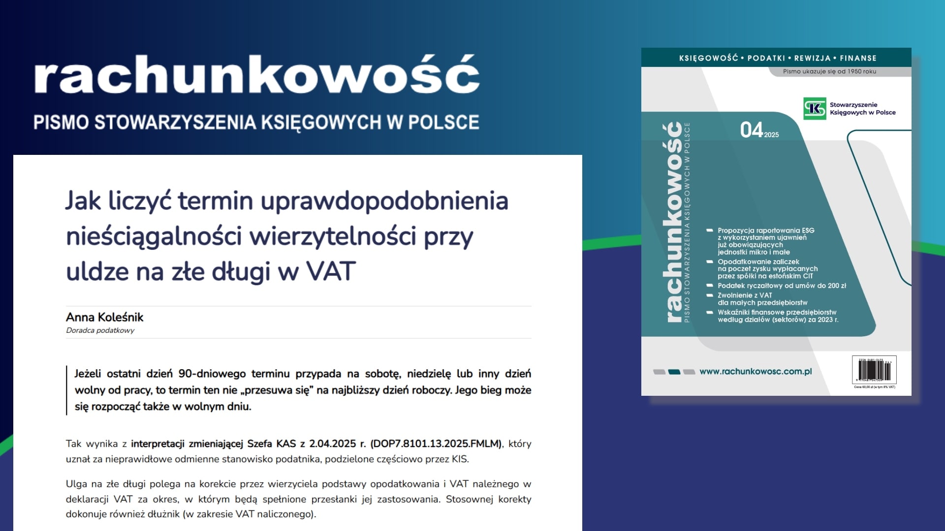 Jak liczyć termin uprawdopodobnienia nieściągalności wierzytelności przy uldze na złe długi w VAT