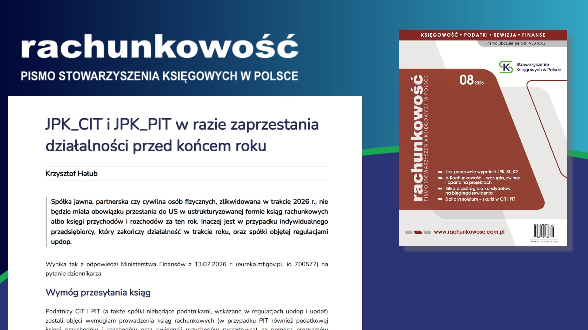 JPK_CIT i JPK_PIT w razie zaprzestania działalności przed końcem roku