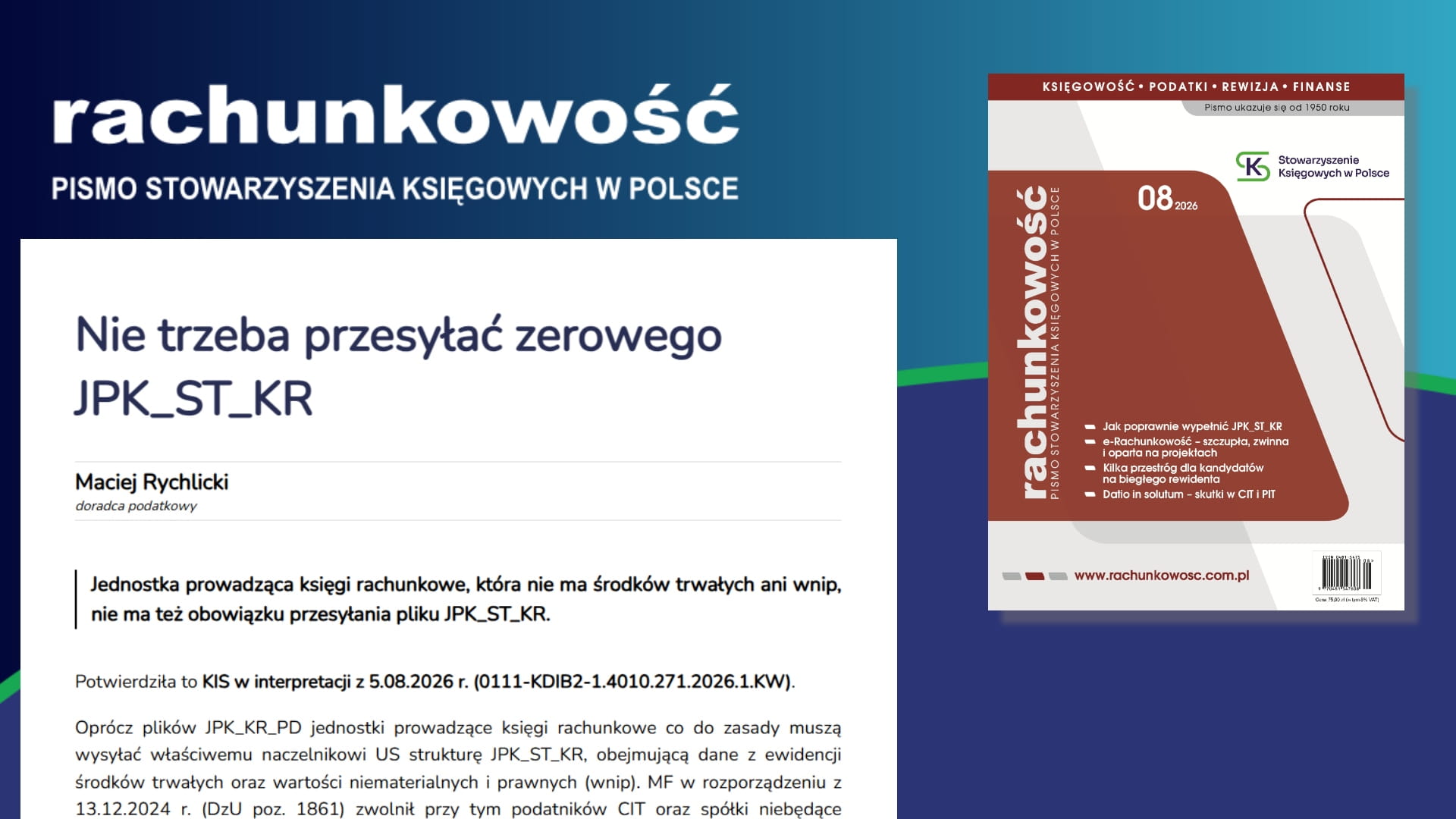 Nie trzeba przesyłać zerowego JPK_ST_KR