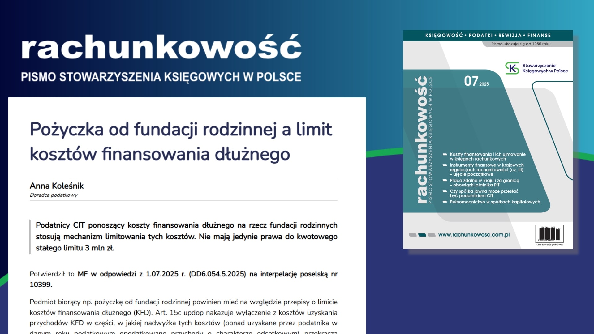 Pożyczka od fundacji rodzinnej a limit kosztów finansowania dłużnego
