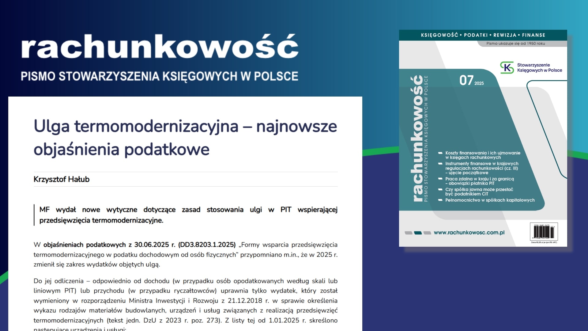 Ulga termomodernizacyjna – najnowsze objaśnienia podatkowe