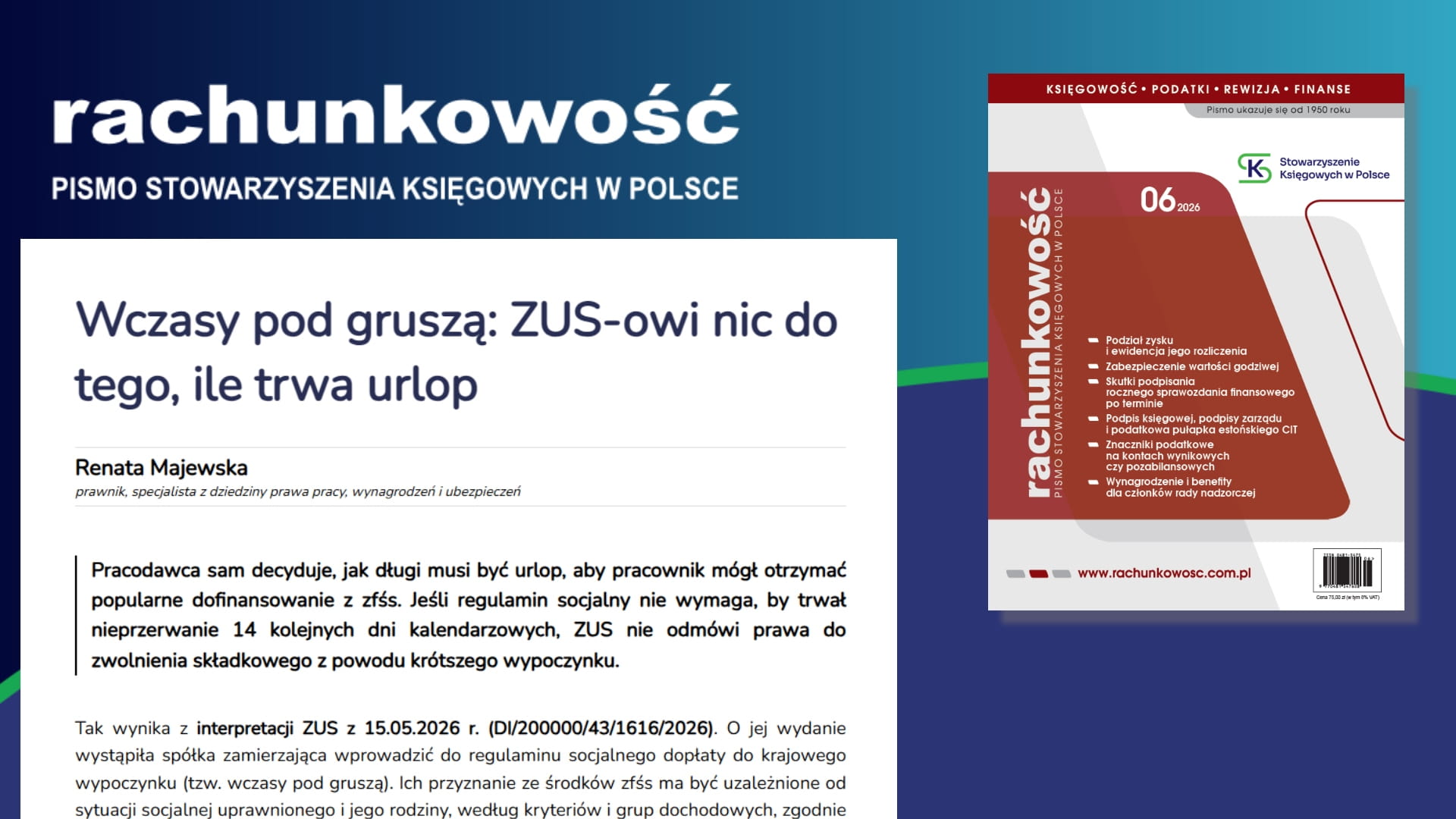 Wczasy pod gruszą: ZUS-owi nic do tego, ile trwa urlop